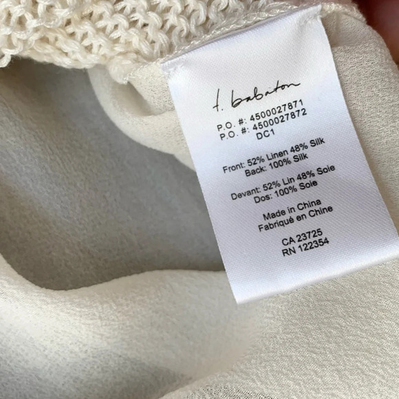 Aritzia Babaton Sweater Knit Silk Split Open Back Cream Long sleeve Size XS - Picture 8 of 12